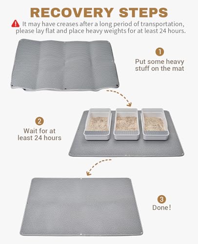 Fostanfly Cat Litter Mat - Extra Large XL 45"x 27" Cat Litter Trapping Mat, Machine Washable Double Layer Design, Urine & ...