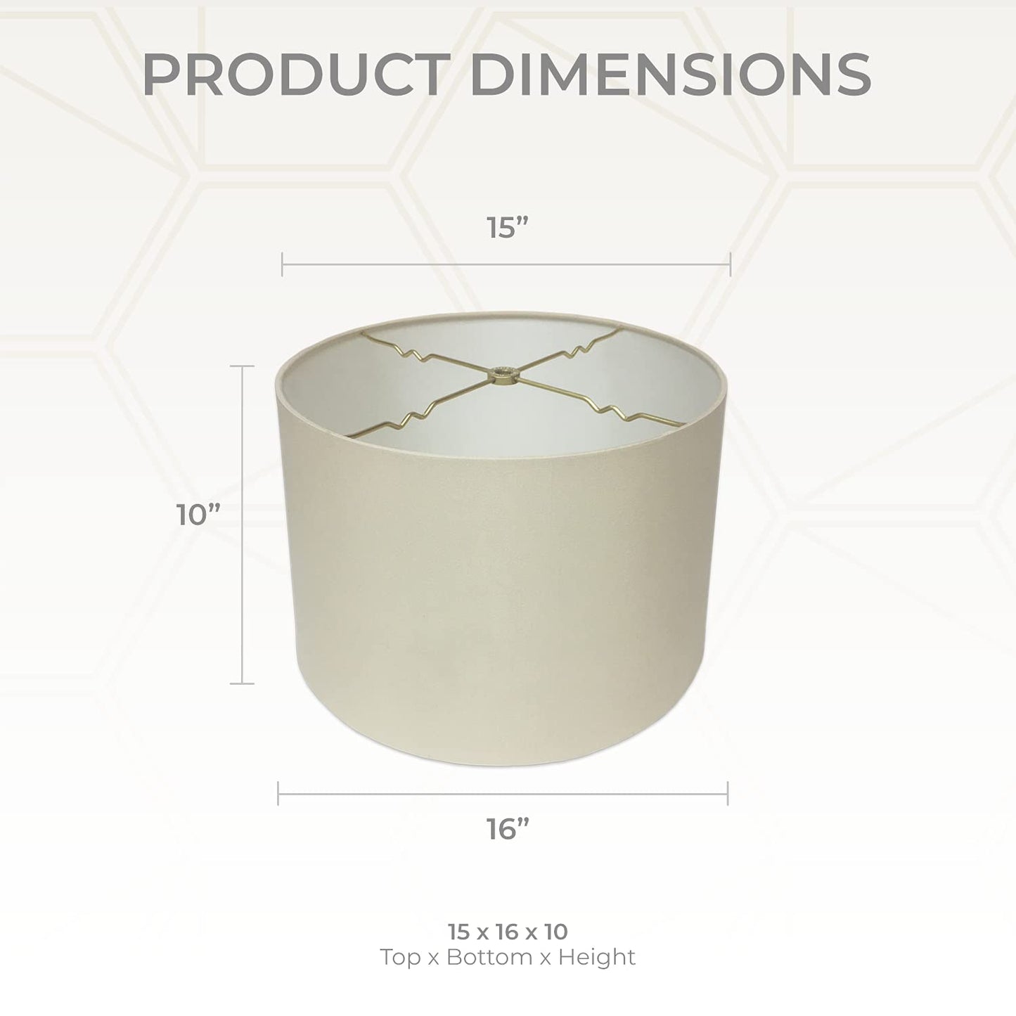 Royal Designs, Inc. Shallow Drum Lamp Shade Beige 15 x 16 x 10 Model HB-610-16BG
