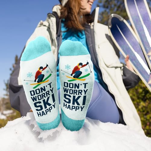 VICRAZY Funny Skiing Socks for Men - Christmas Gift, Ski Accessories, Ski Lover Gifts, Stocking Stuffers for Skiers