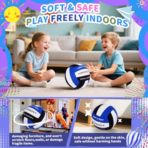 NEOGOAT Soft Volleyball for Indoor Practice-Super Soft & Silent Fabric Indoor Volleyball Lightweight for Kids Youth Beginn...