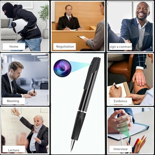Covert Pen Camera with 1080p HD Video, Discreet Body Wearable Cam with 70-Min Battery & 32GB SD Card for Business, Evidenc...
