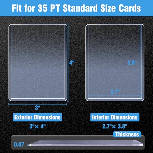 32ct Topload for Cards, JIQEZNL 35pt Hard Card Sleeves, 3" x 4" Card Sleeves Hard Plastic, Card Sleeve for Trading Cards, ...