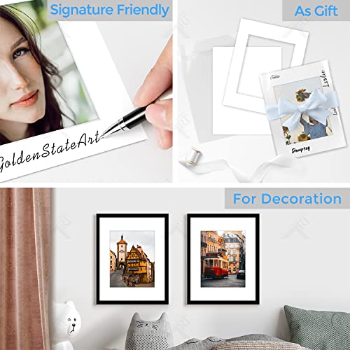 Golden State Art, Acid Free, Pack of 25, 11x14 White Picture Mats Mattes with White Core Bevel Cut for 8x10 Photo + Backin...