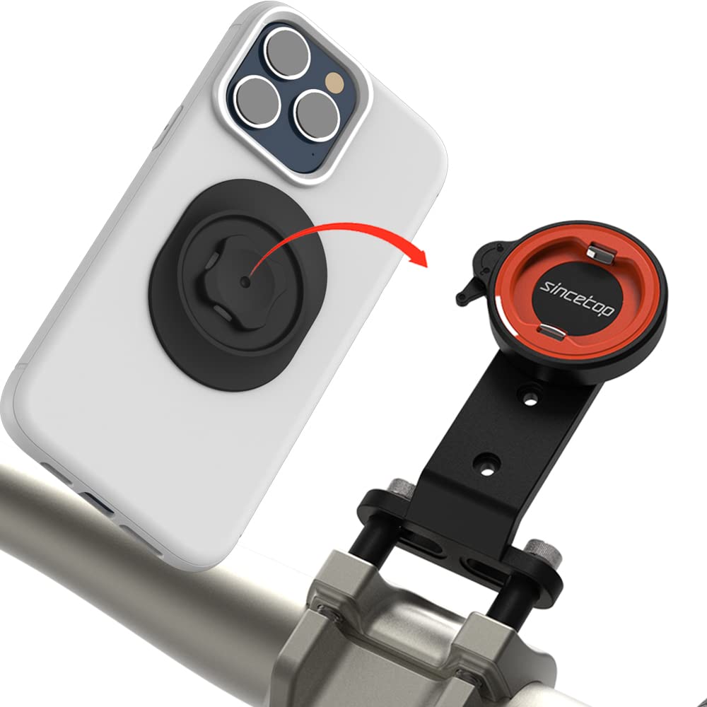 Sincetop Mountain Bike Phone Mount, Out Front Bcycle Cell Phone Holder - 1S Quick Lock And Release Aluminum Stem/Handlebar Phone