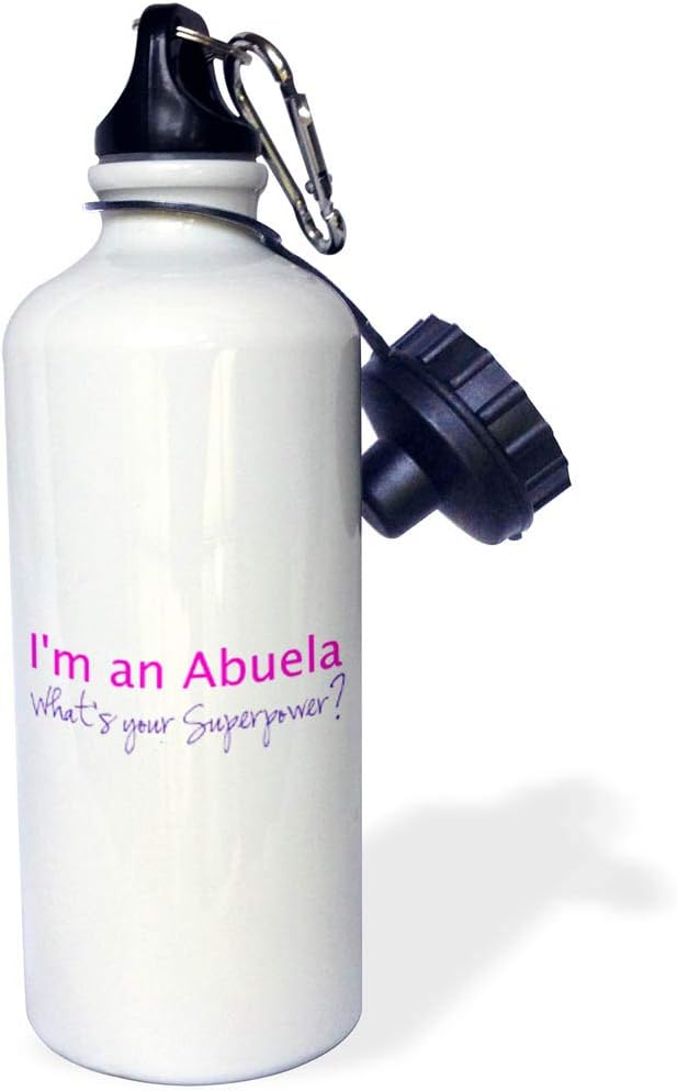 3dRose Im an Abuela-Whats your Superpower-pink-funny gift for grandma Sports Water Bottle, 21 oz, Multicolor