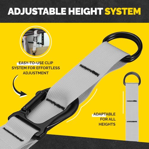 Pull Up Assistance Bands Set - 4 Heavy-Duty Pull Up Bands, Height Adjustable Strap & Comfortable Foot Strap - Stackable Pu...