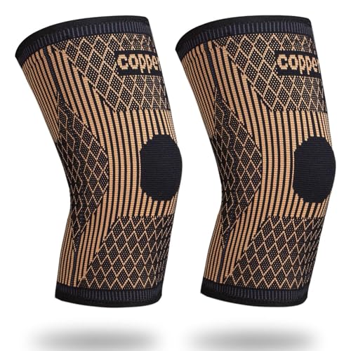 SHENGYADE Knee Brace for Women & Men1 Pair, Copper Knee Braces for Knee Pain and Support, Copper Ions Fiber Compression Kn...