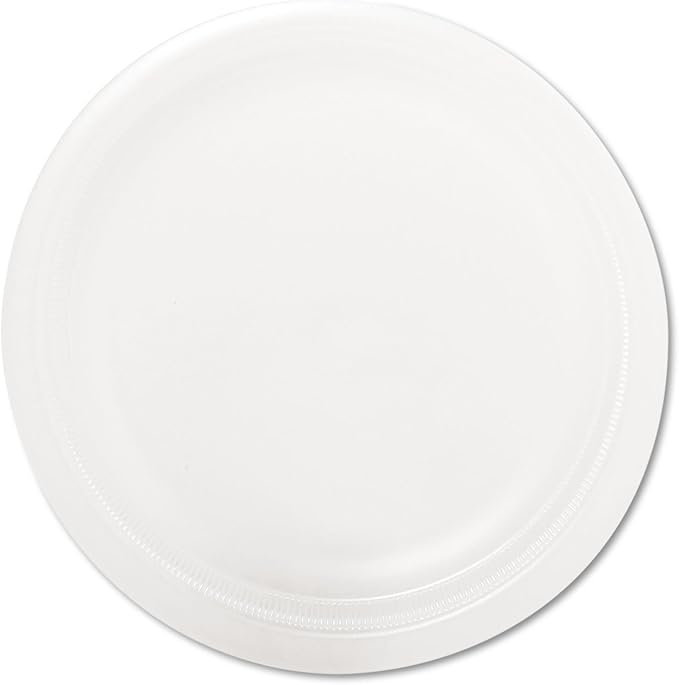 Dart 9PWQRPK Quiet Classic Laminated Foam Dinnerware Plate, 9-Inch dia, White, 125/Pack