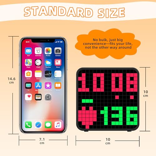 EZON H-Box Bluetooth Heart Rate Monitor and Pixel Art Clock with WOD Interval Trainer - Cute Animation Alarm Clocks for Be...