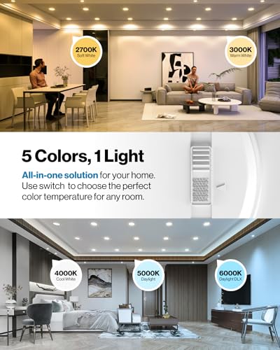 Sunco 12 Pack Retrofit LED Recessed Lighting 6 Inch, Can Lights for Ceiling, 1200 LM, 15W, Selectable CCT 2700K/3000K/4000...