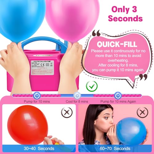 FLSEPAMB Balloon Pump, Electric Balloon Pump,Portable Dual Nozzles Electric Balloon Air Pump 110V 600W, Electric Balloon I...