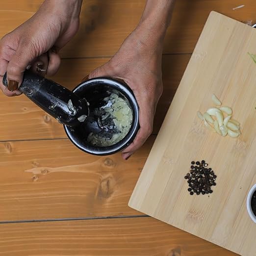 Exquisite Marble Mortar and Pestle Set - Your Ultimate Kitchen Essential for Grinding Spices, Making Guacamole, Salsa, Pesto, and Crushing Pills (Black Zebra, Oval Shape (2.5"))