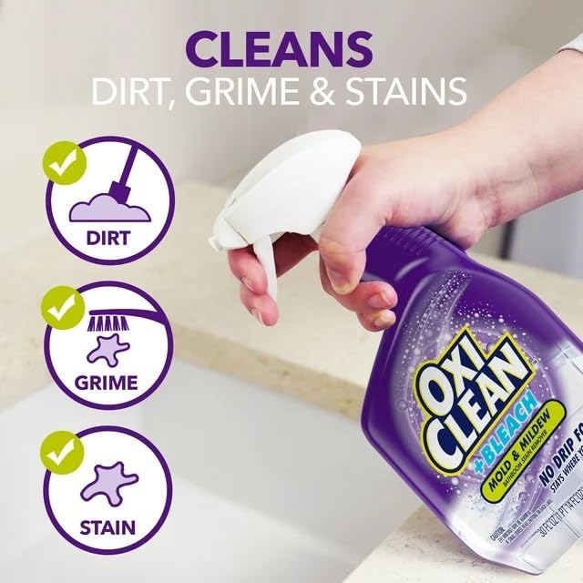 OxiClean plus Bleach, No Drip Foam, Mold & Mildew Bathroom Stain Remover 30 fl oz. 2 Pack