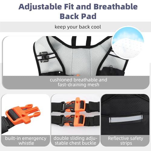 2 Pack Hydration Backpack Pack with 2L Hydration Bladders, TNYSPORT Lightweight Breathable Water Backpack with Multiple Po...