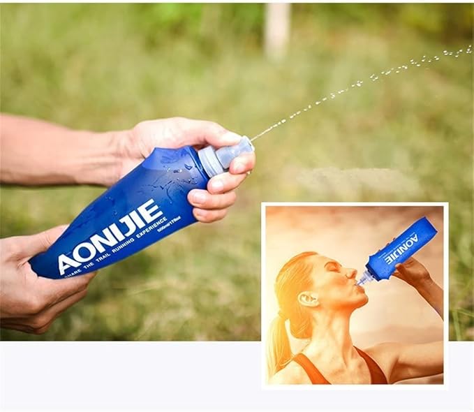 AONIJIE 2Pack of Soft Soft Folding Hydration Bottle Water Collapsible Flask BPA-Free Bottles (250ml without straws), SD52-500