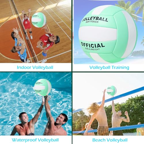 ZLY Volleyball,Official Size 5 Volleyballs for Indoor Outdoor,Soft Touch Volleyballs for Beach Play Pool Training Game wit...