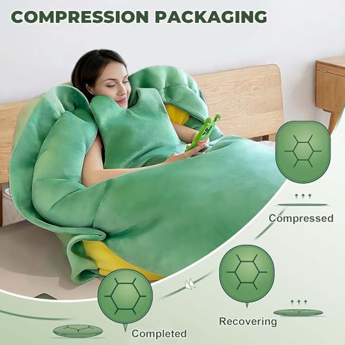 HXIDDANG 63in Multifunctional Giant Wearable Turtle Shell Pillow, Adult Wearable Big Turtle Shell Pillow Weighted Pillow, ...