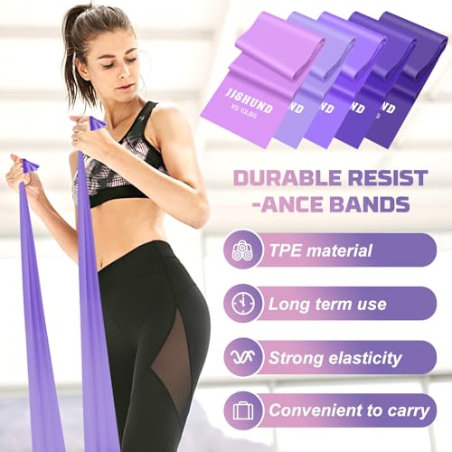 5 Pcs Resistance Bands, Professional Exercise Bands Elastic Stretch Bands for Fitness Yoga Pilates Stretching Strength Tra...