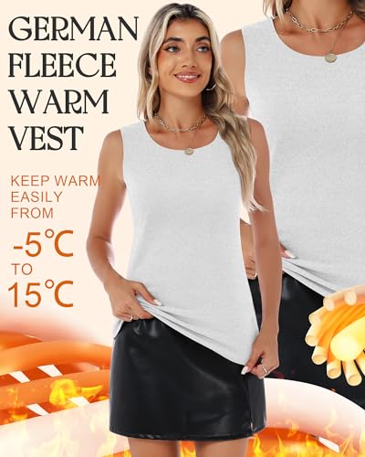 Velvelhall 4 Pcs Thermal Tank Tops for Women Fleece Lack Hem Sleeveless Underwear Scoop Neck Warm Camisole Base Layer Vest