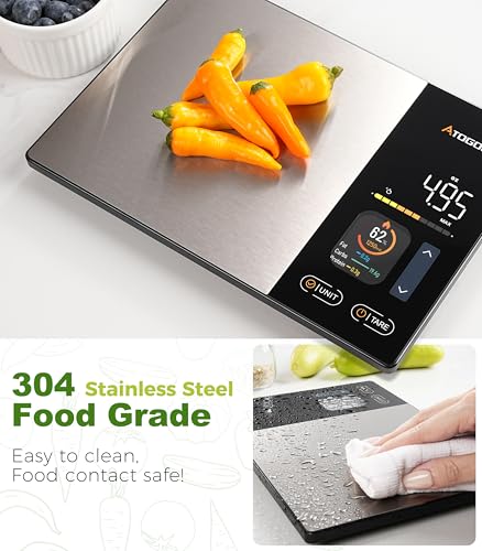 Atogou Smart Food Kitchen Scale with Nutrition Calculator, Color Display & Free App, Precise Portion Control, Calorie & Ma...
