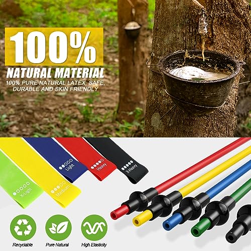 23 Pack Resistance Bands Set Workout Bands, 5 Stackable Exercise Bands 5 Loop Resistance Bands 2 Core Sliders, Door Anchor...