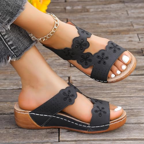 JEUROT Womens Wedge Sandals Open Toe Comfortable Walking Platform Slides Orthopedic Sandal Casual Slip on Summer Shoes