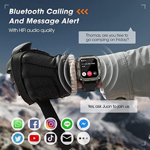 Military Smart Watches for Men(Answer/Make Call), 1.9" Outdoor Sports Fitness Tracker with Heart Rate/Blood Pressure/Sleep...
