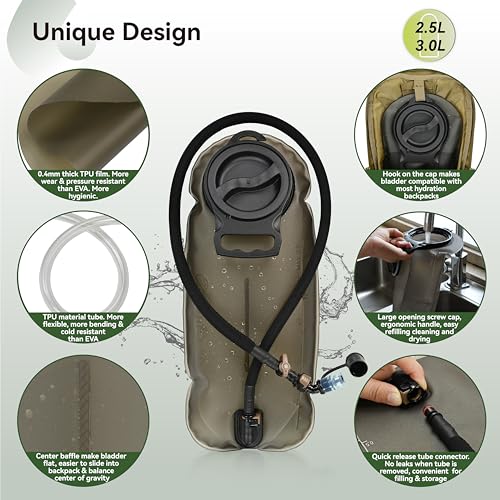 MARCHWAY 2L/2.5L/3L TPU Hydration Bladder, Ultra Durable Water Reservoir Bag with Insulated Tube for Hydration Pack for Cy...