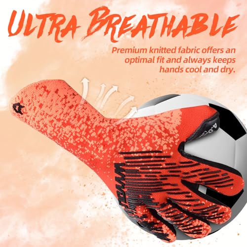 WVVOU Soccer Goalie Goalkeeper Gloves for Youth & Adult, Size 7-10, Enhanced Latex Palm Grip, Breathable Knitted Fabric, S...