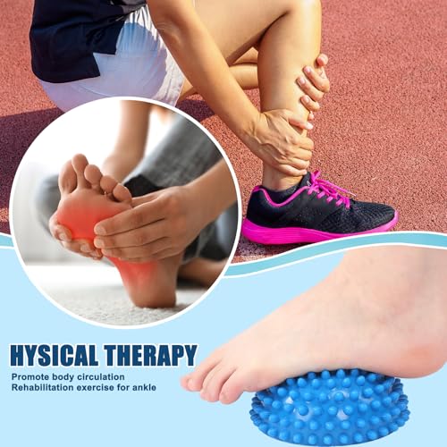 Threlaco 2 Pcs Half Round Massage Ball for Feet Blue Spiky Massage Ball for Kids Adults Sports, Stability Training, Muscle...