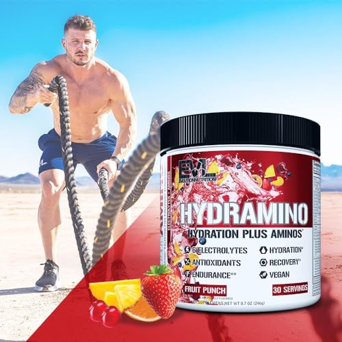 Evlution Nutrition HYDRAMINO Complete Hydration Multiplier, All 6 Electrolytes, Vitamin C & B, Fluid Boosting Aminos, Coco...