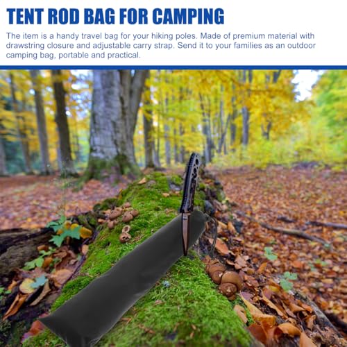 Tent Pole Bag 19inch Trekking Poles Carrying Bag Replacement Case for Walking Stick Black 3PCS