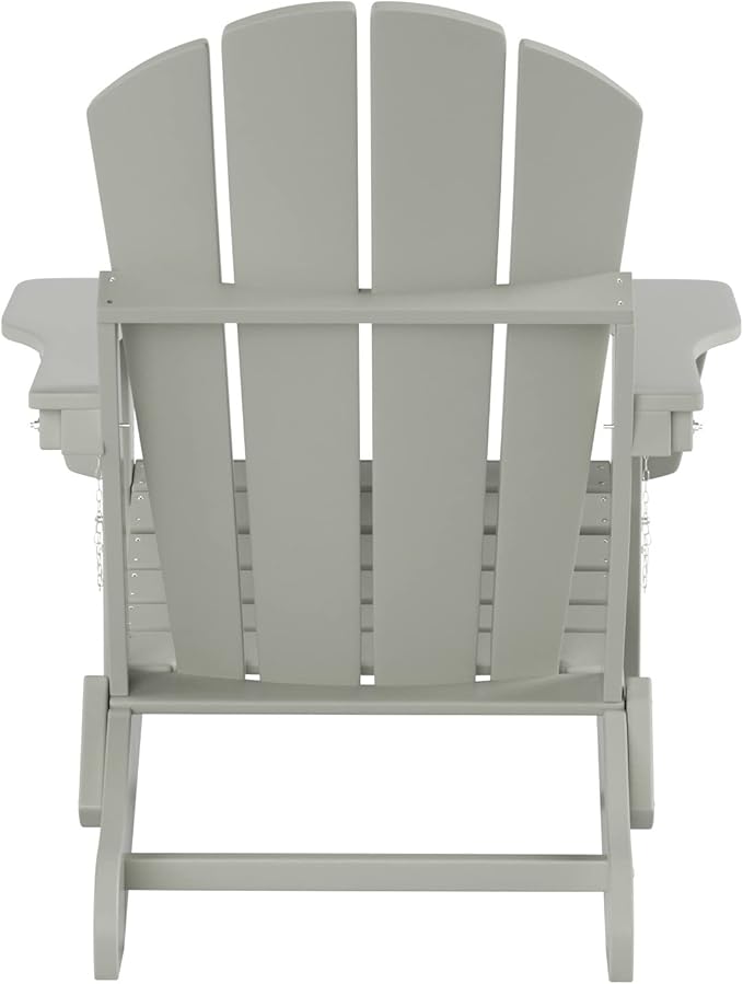 WO Home Furniture Adirondack Chairs Table Set of 3 PCS Outdoor Folding Chairs Coffee Table Weather/UV Resistant for Lawn, Garden, Bon Fire, Balcony (Sand)