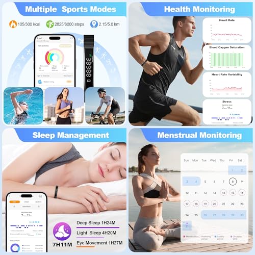 RIFESI Smart Bracelet for Women Men, Health Activity Fitness Trackers, 24/7 Heart Rate, Blood Oxygen & Stress Monitor, 24H...