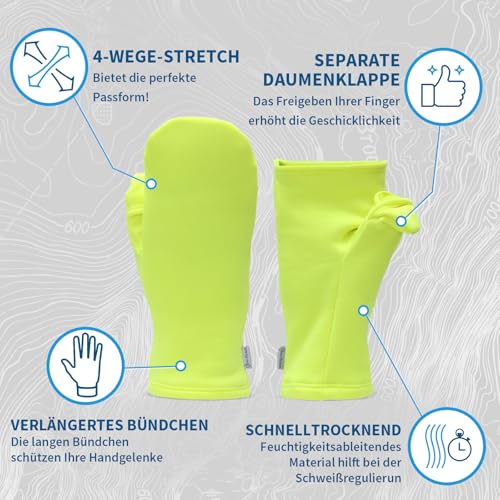 TrailHeads Women’s Fingerless Mittens - Lightweight Convertible Running Mitten