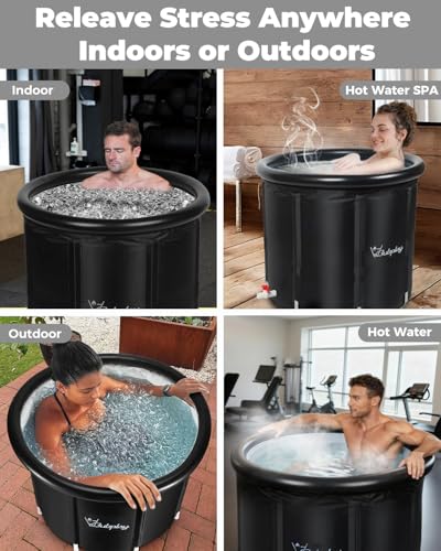 Bubplay Ice Bath Cold Plunge Tub with Cover for Indoor Outdoor for Recovery, Cold Water Therapy, Athletes & Adults -105 Ga...