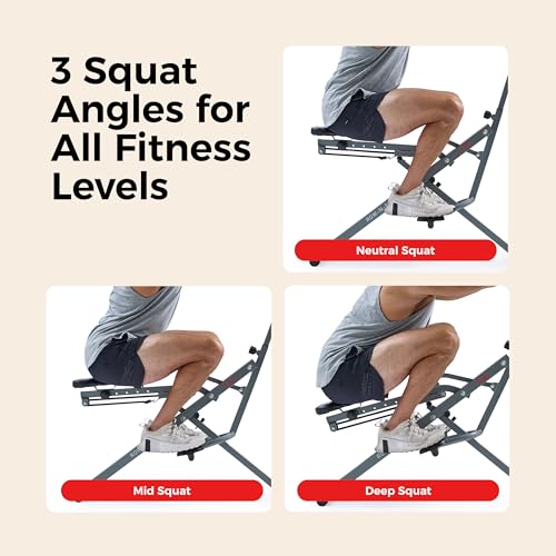 Sunny Health & Fitness Smart Row-N-Ride Glute & Leg Trainer, Foldable Squat Assist Rower with Exclusive SunnyFit App Conne...