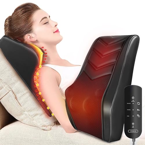 OMASSA Shiatsu Neck Massager with Heat, 3D Kneading Back Massage Pillow for Pain Relief, Massagers for Neck and Back, Shou...