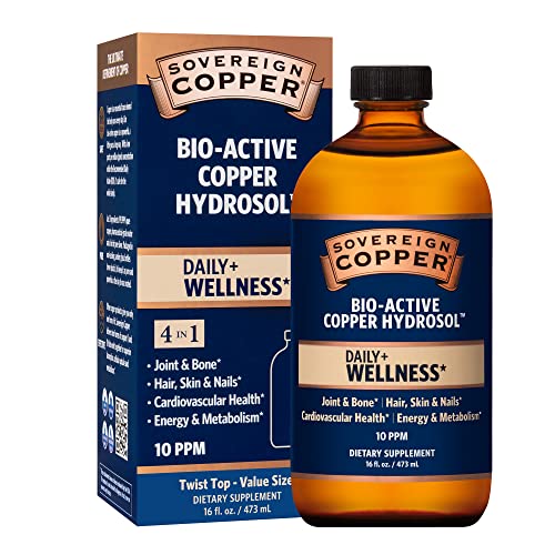 Sovereign Bio-Active Copper Hydrosol - Bioavailable Colloidal Copper Liquid Supplement for Adults and Kids with Silver Hyd...