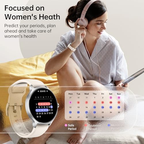 Smart Watch for Women, 1.27" AMOLED Screen Smartwatch with Answer/Make Call for iPhone/Android/Samsung, Fitness Tracker wi...