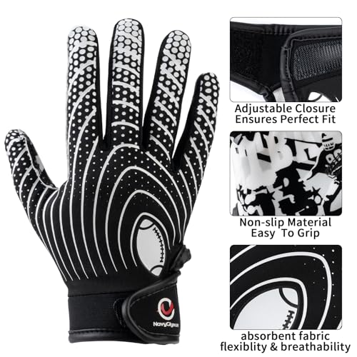 NavyGlyvux Youth Football Gloves, Super - Sticky Receiver Gloves for Kids Boasting Unbeatable Grip - The Perfect Present f...