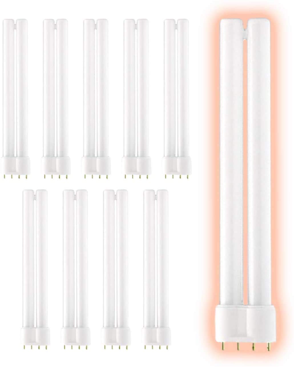 Goodbulb Pll18/850 18W 10.5 Twin Tube Compact Fluorescent Light Bulb 4-Pin 2G11 Base 5000K Daylight 1050 Lumen Car Dealership Lighting Pack Of 10