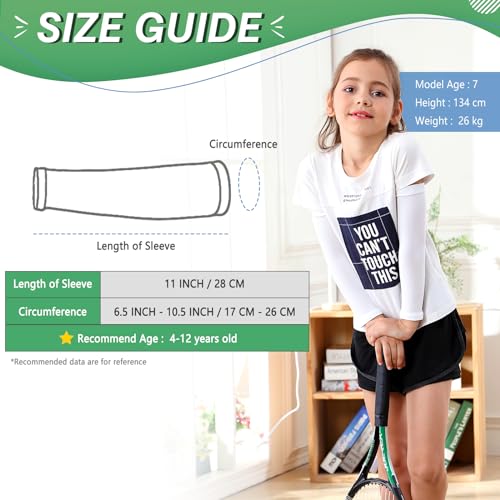 Newbyinn Kid Arm Sleeve 4 Pairs, Compression Arm Sleeve for Basketball Football Baseball Volleyball Youth Boy Girl Sports