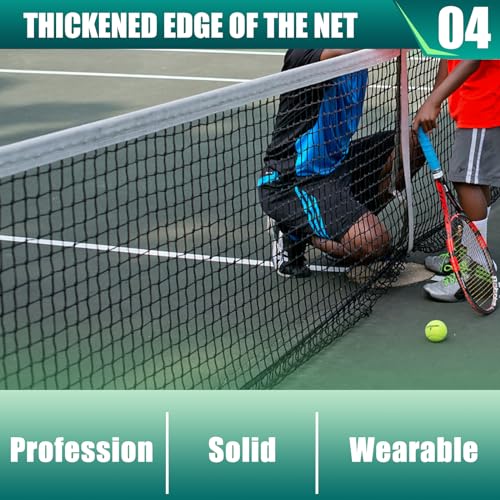 PROGOAL Professional Tennis Net 42FT Heavy Duty Nylon Net High Strength Non-Deforming Standard Replacement Tennis Net with...