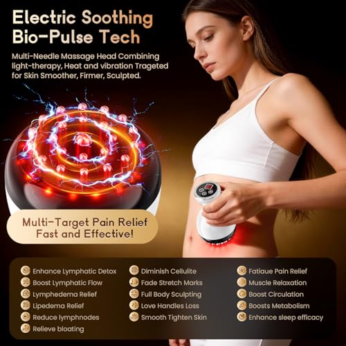Lymphatic Drainage Massager & Anti Cellulite Massage Tool, Helps Reduce Stretch Marks & Cellulite, for Legs, Arms & Belly,...