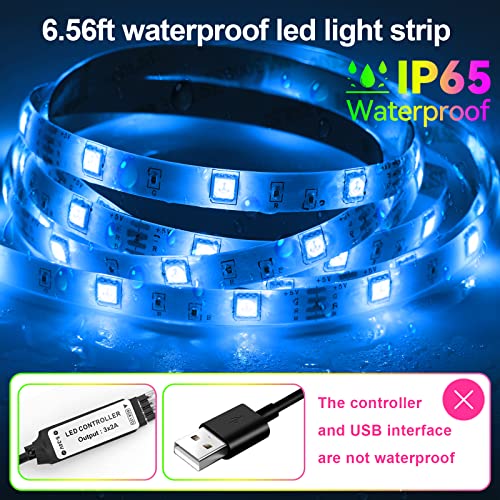 HOUHUI LED Strip Lights 6.56Ft, RGB LED Lights Strip for 40-60in TV Backlight, RGB Color Strips Light Waterproof IP65 with...