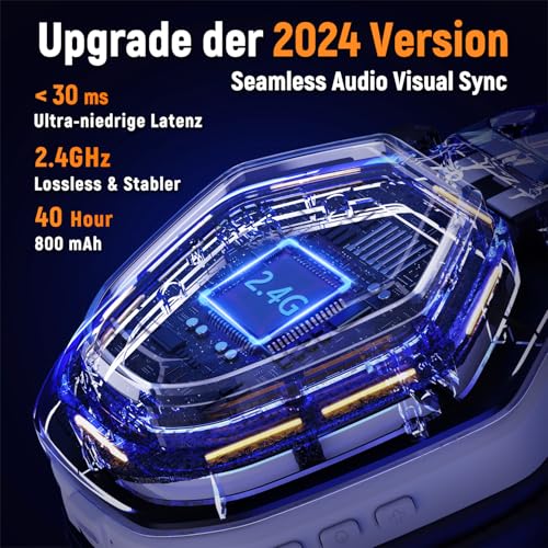 Ozeino 2.4GHz Wireless Gaming Headset for PC, Ps5, Ps4 - Lossless Audio USB & Type-C Ultra Stable Gaming Headphones with F...