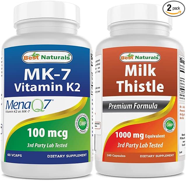 Best Naturals MK-7 100 mcg & Milk Thistle Extract 1000mg