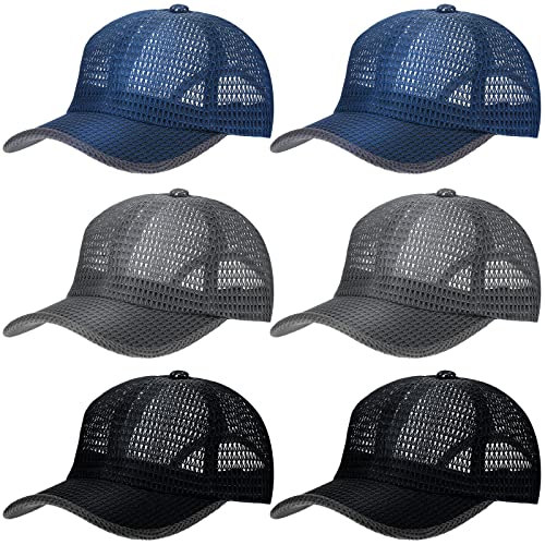 Handepo 6 Pcs Summer Mesh Baseball Cap Breathable Trucker Mesh Hat for Men Women Outdoor Sports Running Caps Cooling Light...