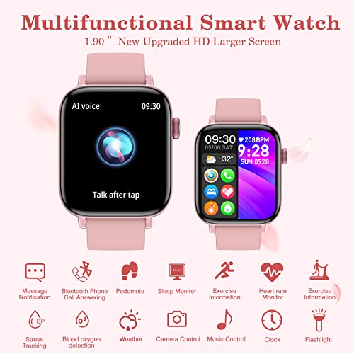 PJYUBVOR 1.9" Smart Watch for Women - Bluetooth Call Fitness Tracker with Heart Rate/Sleep Monitor/Menstrual Reminder, DIY...